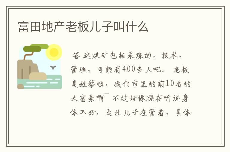 富田地产老板儿子叫什么
