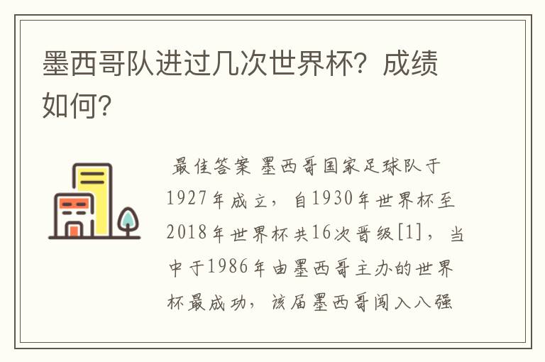 墨西哥队进过几次世界杯?成绩如何?