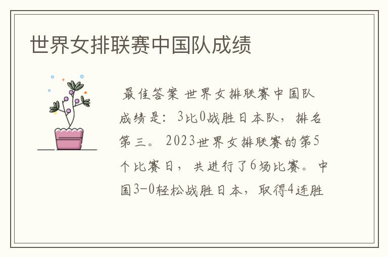 世界女排联赛中国队成绩