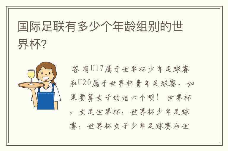 国际足联有多少个年龄组别的世界杯?