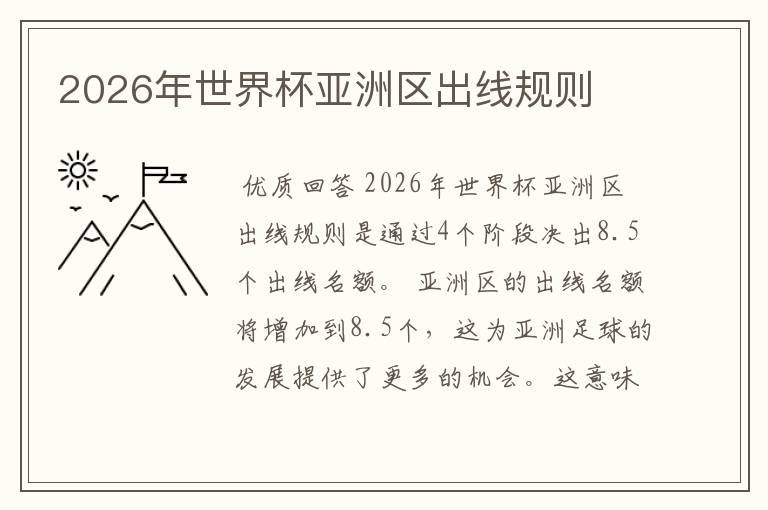 2026年世界杯亚洲区出线规则