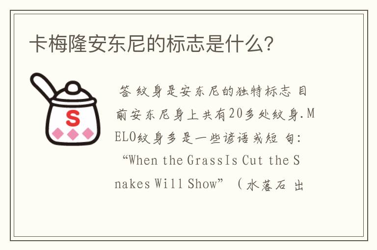 卡梅隆安东尼的标志是什么?