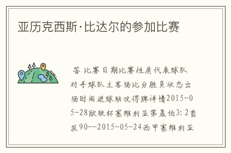 亚历克西斯·比达尔的参加比赛