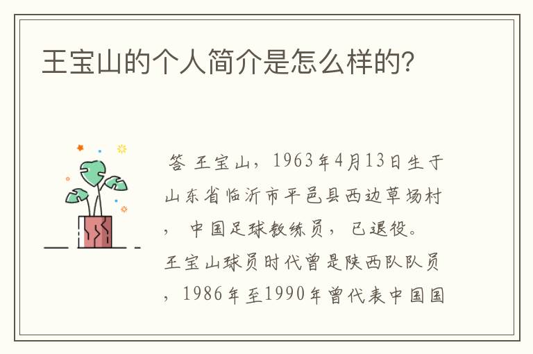 王宝山的个人简介是怎么样的?