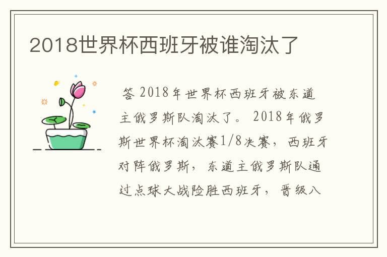 2018世界杯西班牙被谁淘汰了