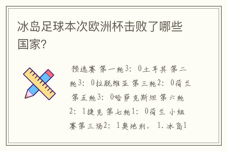 冰岛足球本次欧洲杯击败了哪些国家?