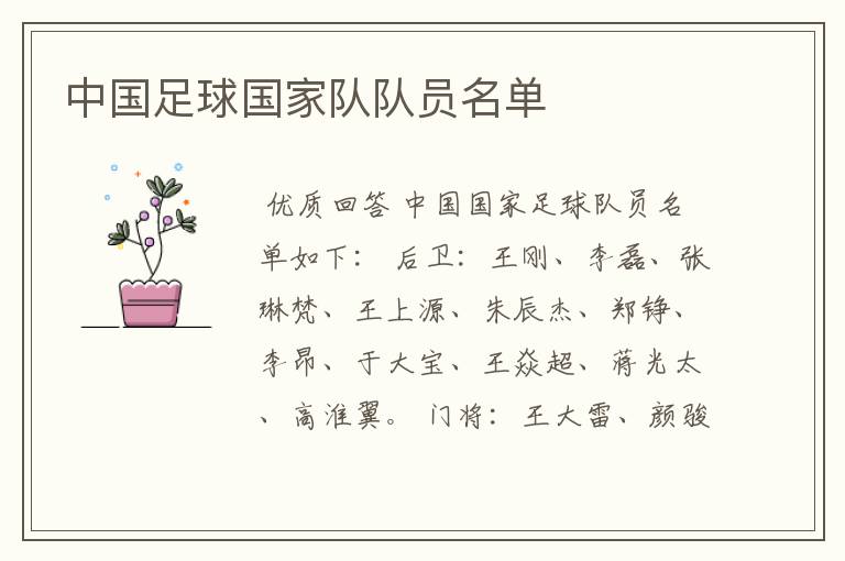 中国足球国家队队员名单
