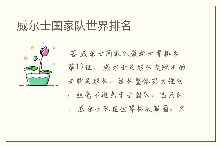 威尔士国家队世界排名