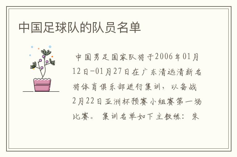 中国足球队的队员名单