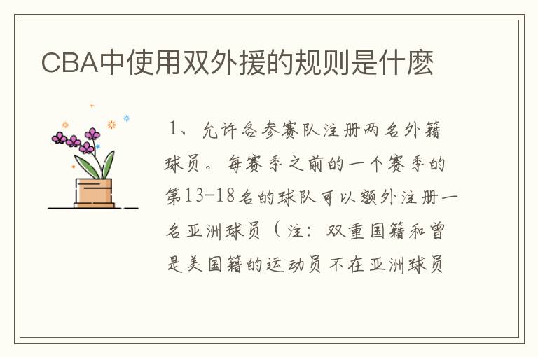 CBA中使用双外援的规则是什麽