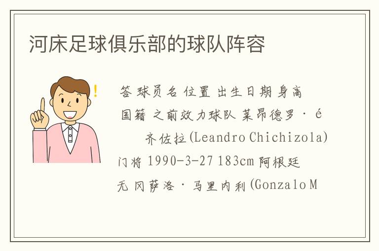 河床足球俱乐部的球队阵容