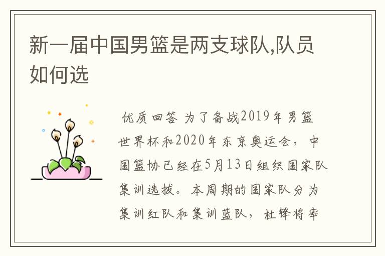 新一届中国男篮是两支球队,队员如何选