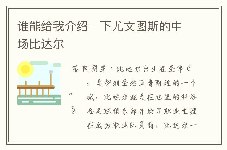 谁能给我介绍一下尤文图斯的中场比达尔