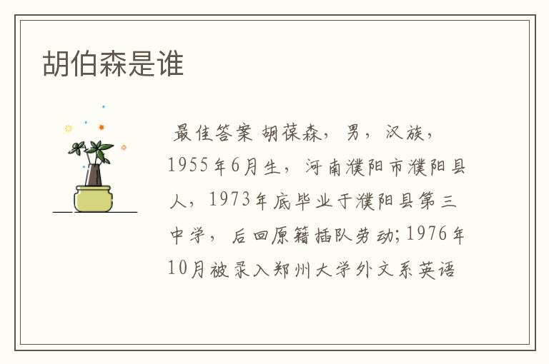 胡伯森是谁