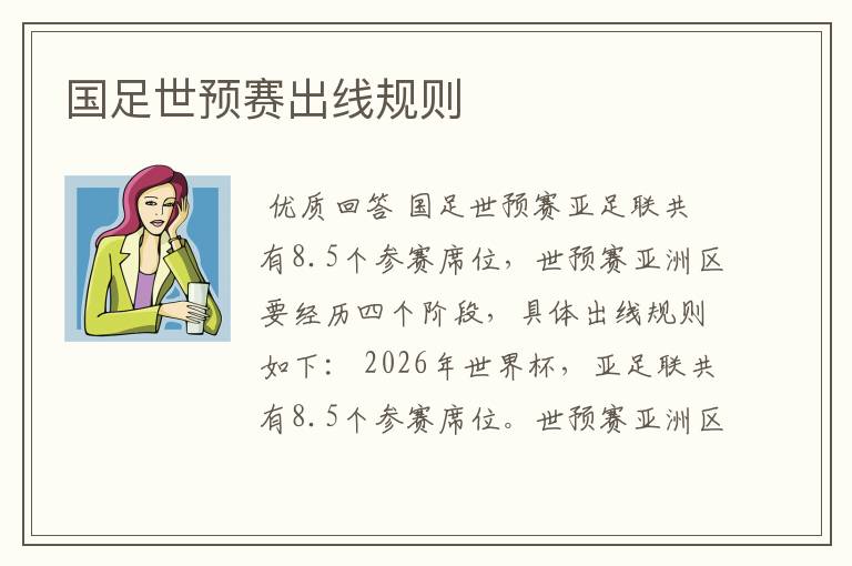 国足世预赛出线规则