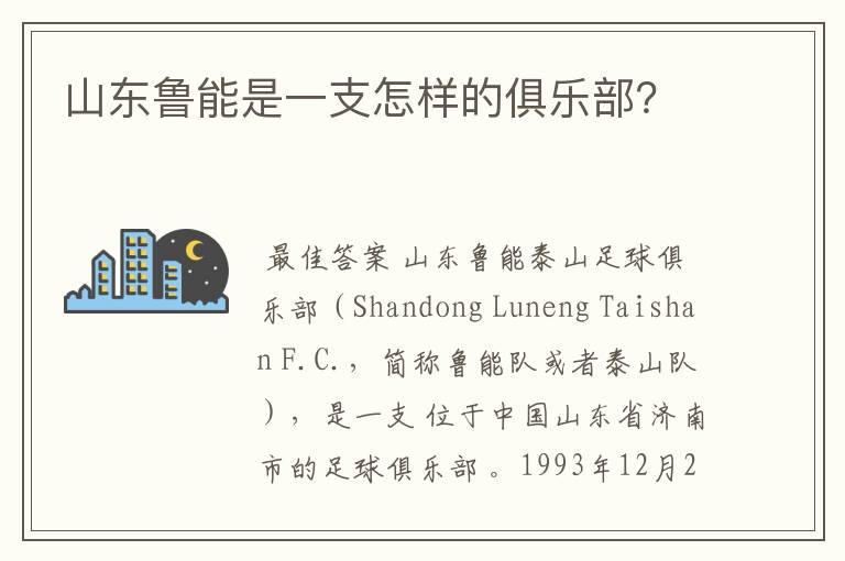 山东鲁能是一支怎样的俱乐部?