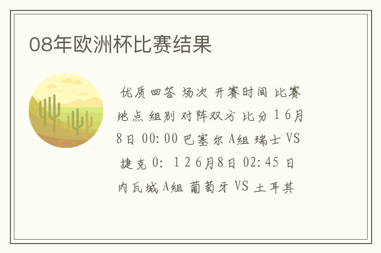 08年欧洲杯比赛结果