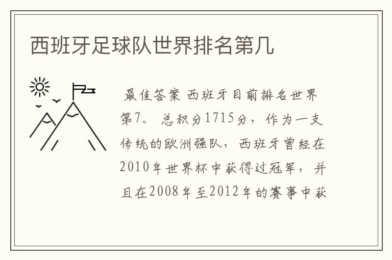 西班牙足球队世界排名第几