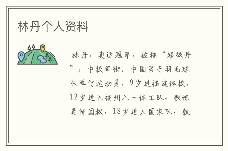 林丹个人资料