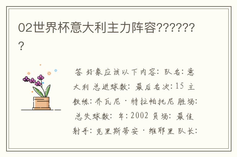02世界杯意大利主力阵容???????
