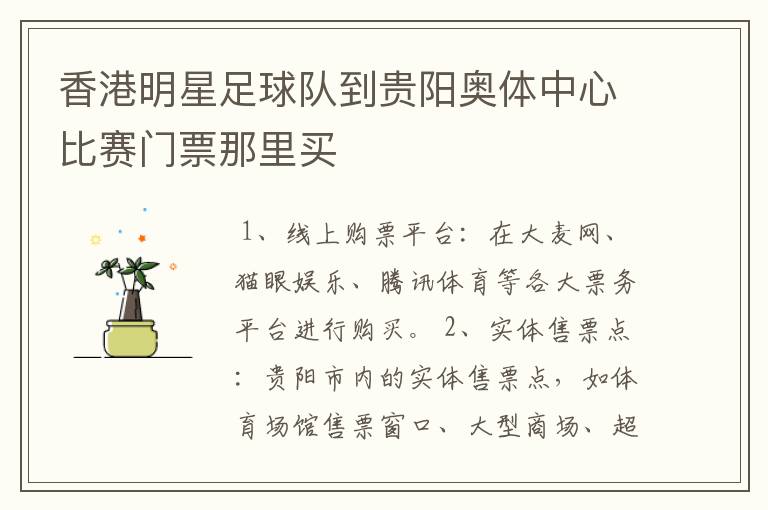 香港明星足球队到贵阳奥体中心比赛门票那里买