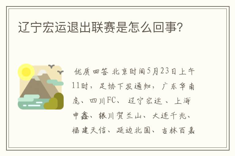 辽宁宏运退出联赛是怎么回事?