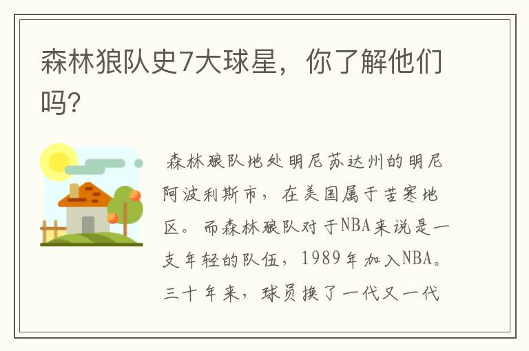 森林狼队史7大球星,你了解他们吗?