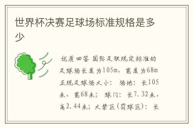 世界杯决赛足球场标准规格是多少
