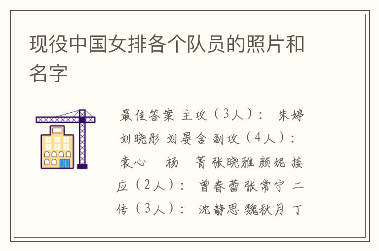 现役中国女排各个队员的照片和名字