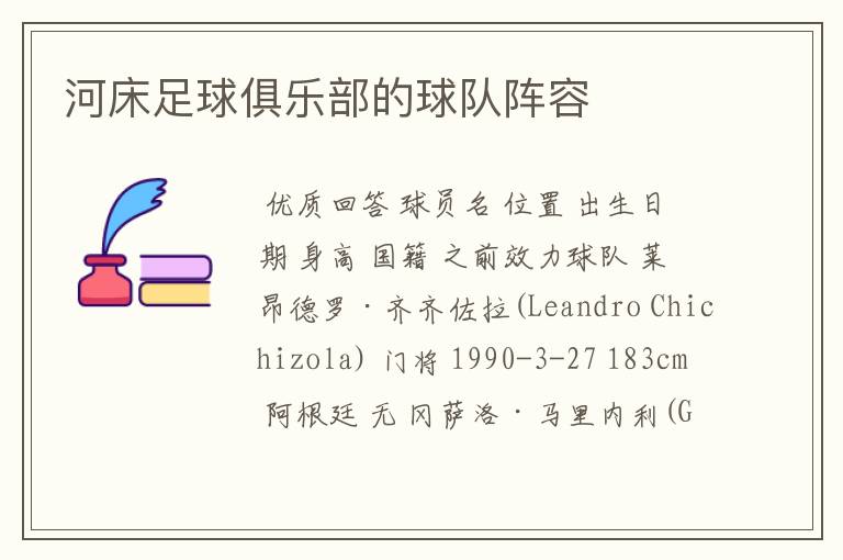 河床足球俱乐部的球队阵容