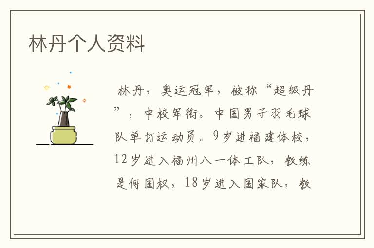 林丹个人资料