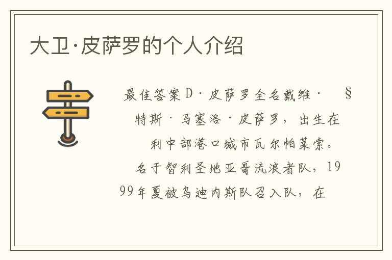 大卫·皮萨罗的个人介绍