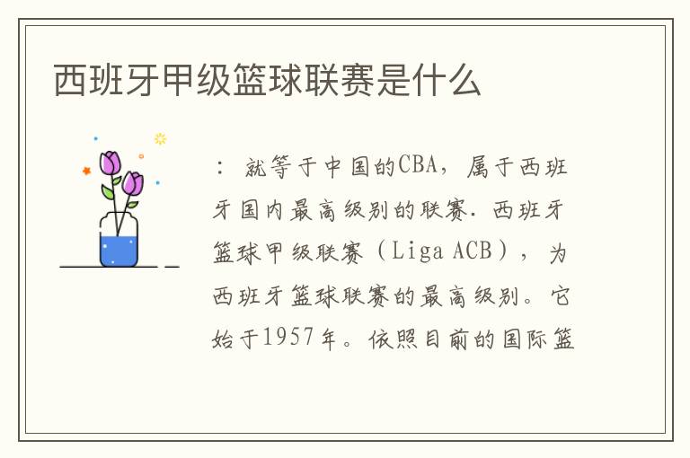 西班牙甲级篮球联赛是什么
