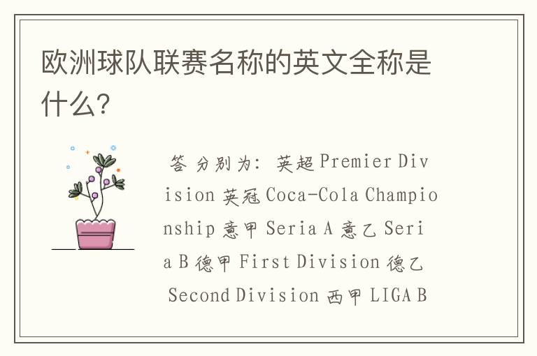 欧洲球队联赛名称的英文全称是什么?