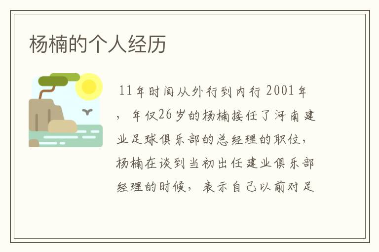 杨楠的个人经历