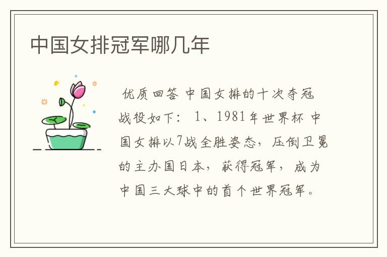 中国女排冠军哪几年