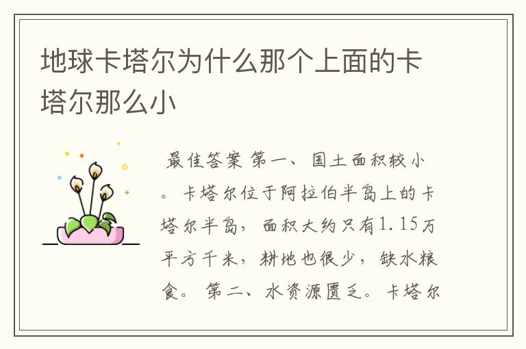 地球卡塔尔为什么那个上面的卡塔尔那么小