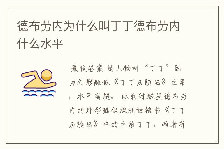 德布劳内为什么叫丁丁德布劳内什么水平