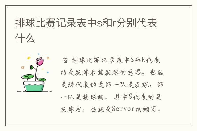 排球比赛记录表中s和r分别代表什么
