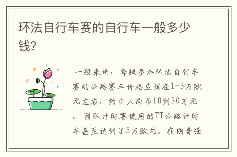 环法自行车赛的自行车一般多少钱？