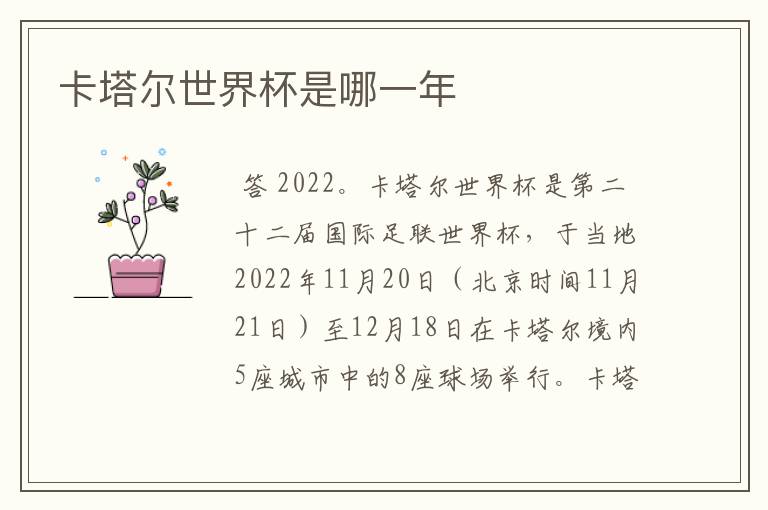 卡塔尔世界杯是哪一年