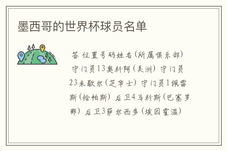 墨西哥的世界杯球员名单