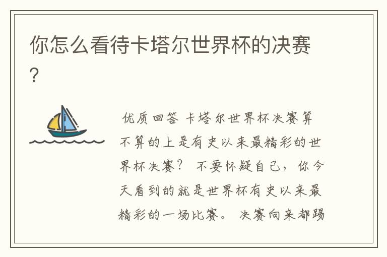 你怎么看待卡塔尔世界杯的决赛?