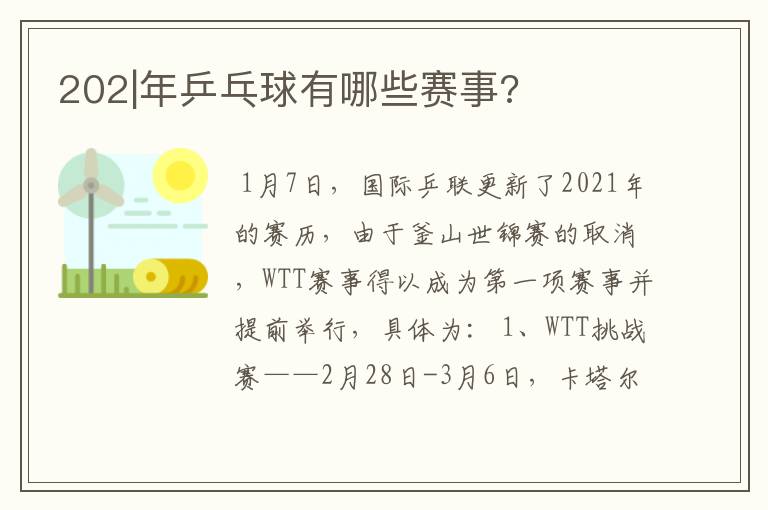 202|年乒乓球有哪些赛事?
