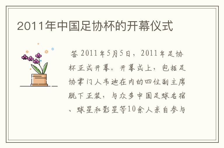 2011年中国足协杯的开幕仪式