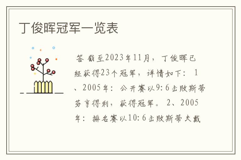 丁俊晖冠军一览表