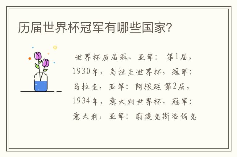 历届世界杯冠军有哪些国家?