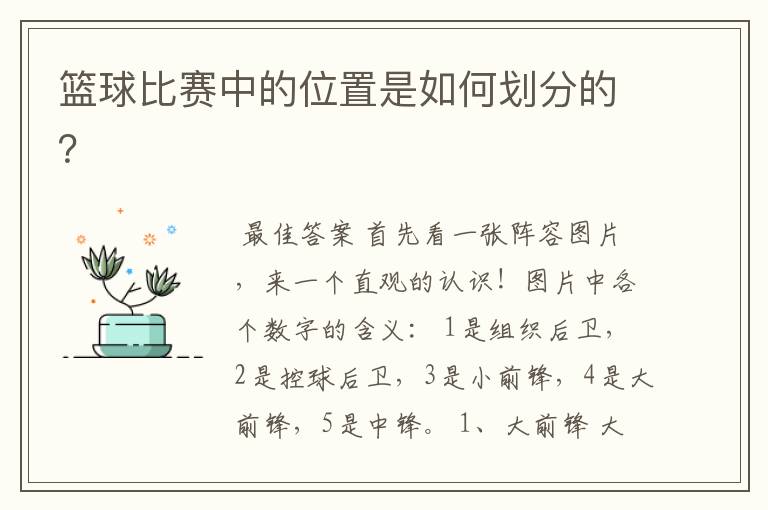 篮球比赛中的位置是如何划分的？