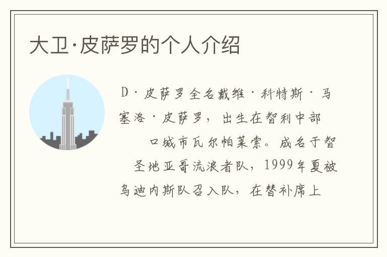大卫·皮萨罗的个人介绍