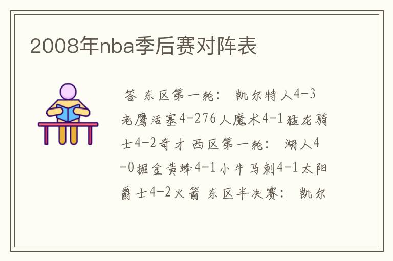 2008年nba季后赛对阵表